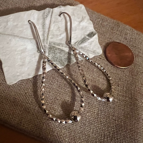 Diamond Cut Dangle Earrings - Picture 4 of 4